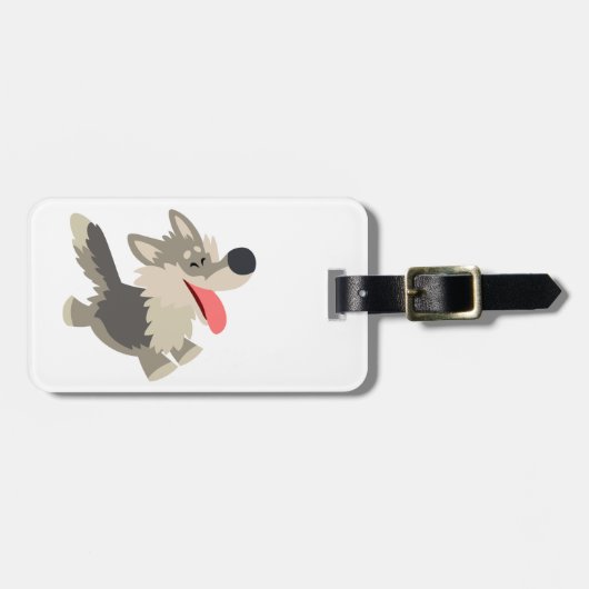 Étiquette À Bagage Balise Jote Frolicsome Cartoon Wolf Luggage (Devant horizontal)