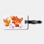Étiquette À Bagage Balise Jote Jouer Cartoon Foxes Bagage (Dos horizontal)