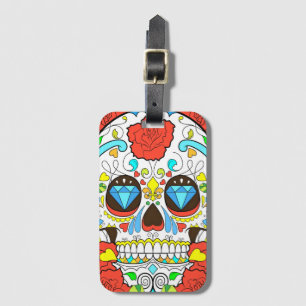 Étiquette À Bagage Balise Jour de la mort colorée crâne Art