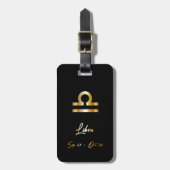 Étiquette À Bagage Balise Libra Zodiac Sign Black & Gold (Devant Vertical)