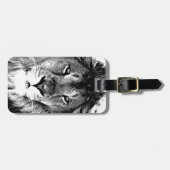 Étiquette À Bagage Balise Lion noir et blanc (Devant horizontal)
