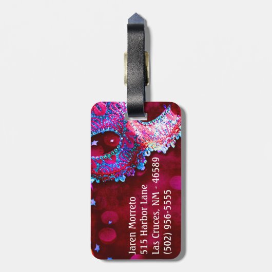 Étiquette À Bagage Balise Masquise Mascarade Masque Masque Hallo Mono (Dos Vertical)