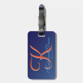 Étiquette À Bagage Balise Meilleur Cool Monogramme Sapphire Bleu (Dos Vertical)