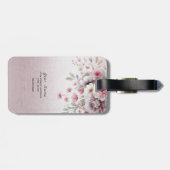 Étiquette À Bagage Balise moderne rose blanc floral (Dos horizontal)