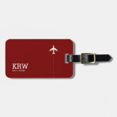 Étiquette À Bagage Balise moderne rouge foncé avec nom (Devant horizontal)