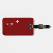 Étiquette À Bagage Balise moderne rouge foncé avec nom (Dos horizontal)