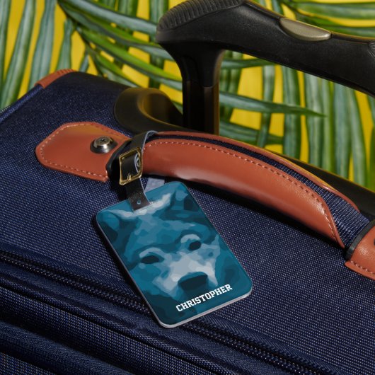 Étiquette À Bagage Balise Monogram Blue Lone Wolf Luggage (Insitu Rectoal 1)