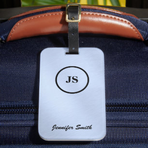 Étiquette À Bagage Balise Monogrammé Bleu Bleu Broussaillé
