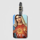 Étiquette À Bagage Balise Monogrammé Immaculé Coeur de Marie (Devant Vertical)