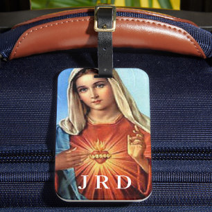 Étiquette À Bagage Balise Monogrammé Immaculé Coeur de Marie