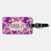 Étiquette À Bagage Balise Monogramme Pink Daisy Floral Luggage (Devant horizontal)