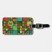 Étiquette À Bagage Balise Mosaic Motif Aquarelle Monogramme Bagage (Devant horizontal)