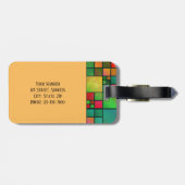 Étiquette À Bagage Balise Mosaic Motif Aquarelle Monogramme Bagage (Dos horizontal)