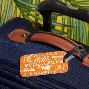 Étiquette À Bagage Balise motif de noms sur les bagages orange