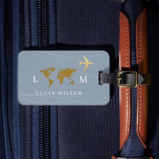 Étiquette À Bagage Balise Nice Dusty Blue Travel avec nom (Insitu Rectoal 4)