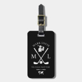 Étiquette À Bagage Balise noire d'ID personnalisé pour les golfeurs (Devant Vertical)
