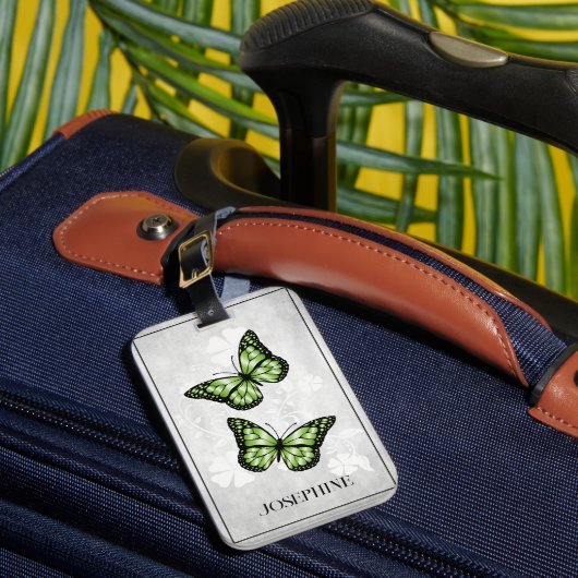 Étiquette À Bagage Balise Papillon vert floral (Insitu Rectoal 1)