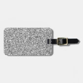 Étiquette À Bagage Balise Parties scintillant argentée en métal étinc (Devant horizontal)
