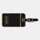 Étiquette À Bagage Balise Parties scintillant or et bagage noir (Devant horizontal)
