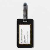 Étiquette À Bagage Balise Parties scintillant or et bagage noir (Dos Vertical)
