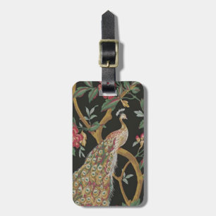 Étiquette À Bagage Balise Peacock Personnalisé Sur Les Bagages Noirs