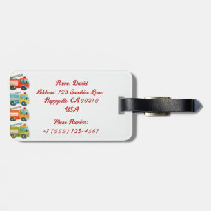 Étiquette À Bagage Balise personnalisée de bagage de camion d'incendi