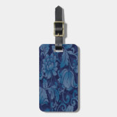 Étiquette À Bagage Balise personnalisée Graceful Blue Floral (Devant Vertical)