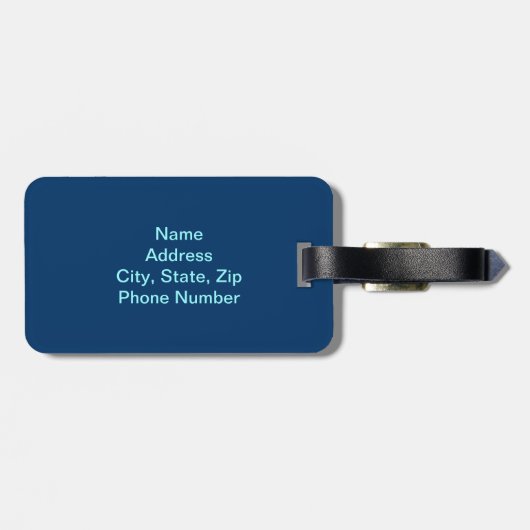 Étiquette À Bagage Balise personnalisée Graceful Blue Floral (Dos horizontal)