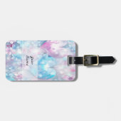 Étiquette À Bagage Balise Pink Aqua Hearts and Flowers (Devant horizontal)