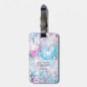 Étiquette À Bagage Balise Pink Aqua Hearts and Flowers (Dos Vertical)
