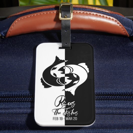 Étiquette À Bagage Balise Poissons Zodiac Signal noir & blanc (Insitu Rectoal 2)