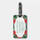 Étiquette À Bagage Balise porte-bagages écossais, rouge et blanc (Dos Vertical)