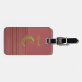 Étiquette À Bagage Balise Rabbit & croissant sur une valise rose Rose (Devant horizontal)