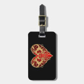 Étiquette À Bagage Balise Red Filigree Heart Luggage (Devant Vertical)