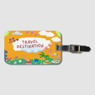 Étiquette À Bagage Balise Retro Sunset Beach Luggage
