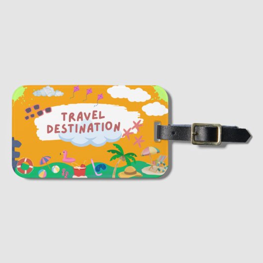 Étiquette À Bagage Balise Retro Sunset Beach Luggage (Devant Horizontal)