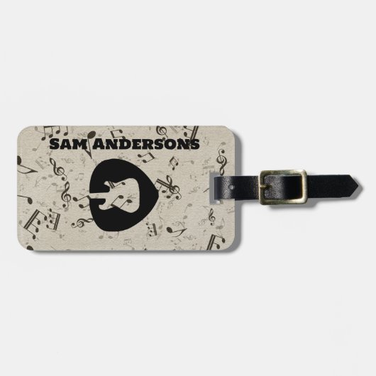 Étiquette À Bagage Balise Rock and Roll Guitar Sound Wave (Devant horizontal)