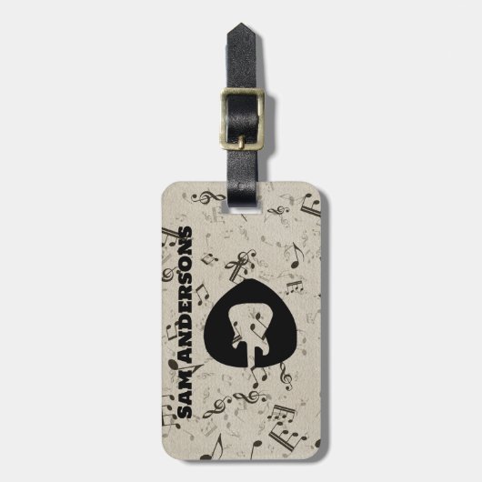 Étiquette À Bagage Balise Rock and Roll Guitar Sound Wave (Devant Vertical)