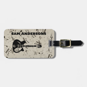 Étiquette À Bagage Balise Rock and Roll Guitar Sound Wave