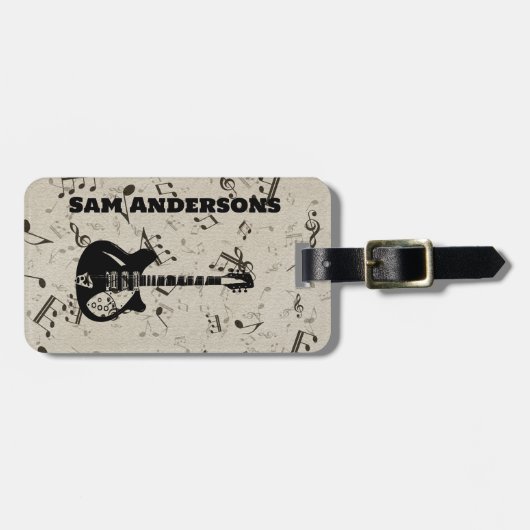 Étiquette À Bagage Balise Rock and Roll Guitar Sound Wave (Devant horizontal)