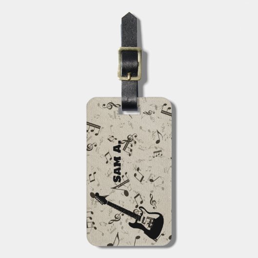 Étiquette À Bagage Balise Rock and Roll Guitar Sound Wave (Devant Vertical)