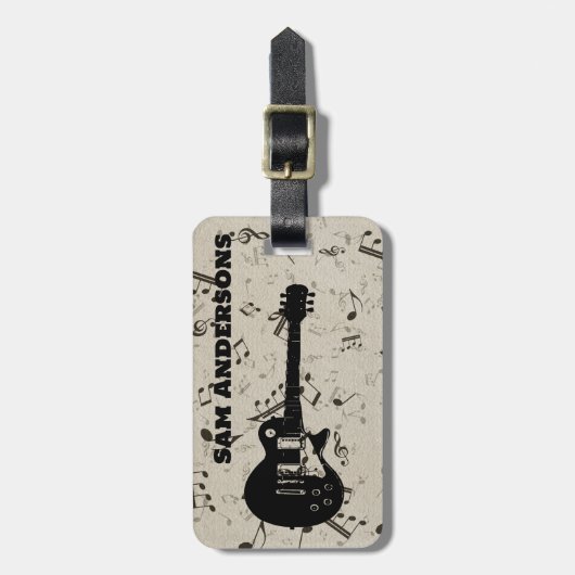 Étiquette À Bagage Balise Rock and Roll Guitar Sound Wave (Devant Vertical)