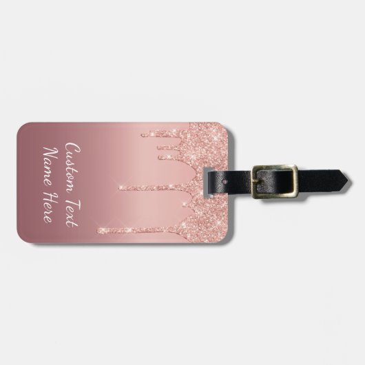 Étiquette À Bagage Balise rose Gold Parties scintillant Sparkly Custo (Devant horizontal)