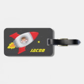 Étiquette À Bagage Balise Space Adventure Travel Boy Rocket Bagage (Dos horizontal)