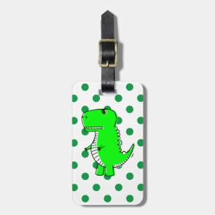 Étiquette À Bagage Balise verte Dinosaure Pois