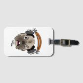 Étiquette À Bagage Balise Vieux Jambon Cranky Faced Chien (Devant Horizontal)