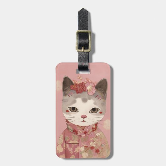 Étiquette À Bagage Balises de bagage de chat mignon (Devant Vertical)