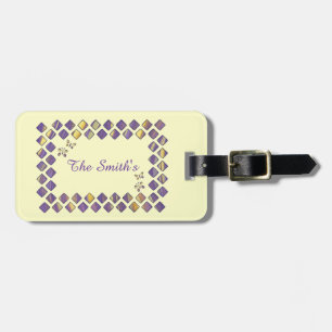 Étiquette À Bagage Balises de bagage de diamants jaunes violets