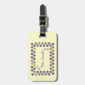 Étiquette À Bagage Balises de bagage de diamants jaunes violets (Devant Vertical)