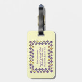 Étiquette À Bagage Balises de bagage de diamants jaunes violets (Dos Vertical)